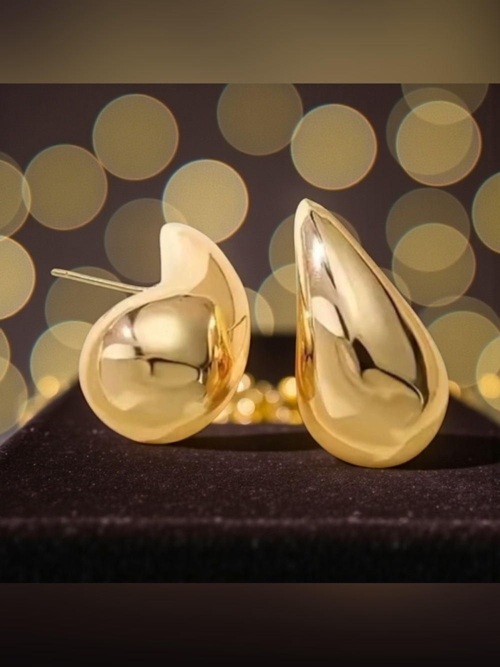 💛Gold-Tone Chunky Teardrop Earrings/NIP💛 - Picture 2 of 2